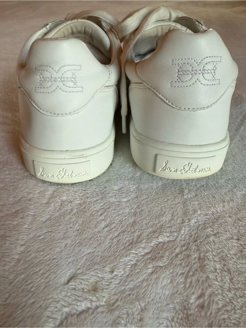 Sam Edelman White Leather Low-Top Sneakers